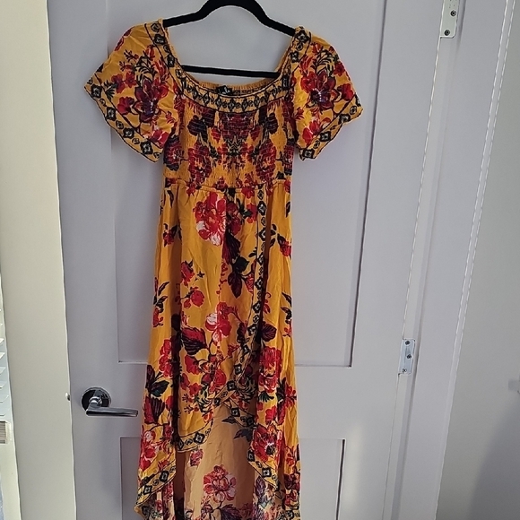 Lulu's Yellow and Red Floral Maxi Dress - Picture 1 of 13